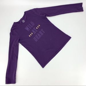 George Girl's Long Sleeve Purple 'Wild at Heart' Graphic Tee, XL (14-16)
